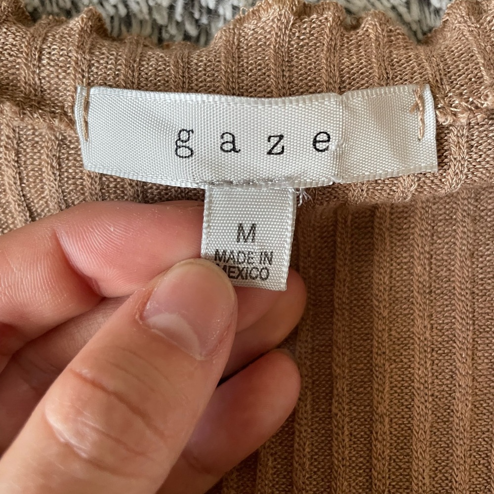 Tan Ribbed Tie-Front Cardigan - Picture 5 of 6